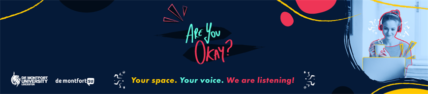 Are You Okay? partnership banner between AVƽ̨ and De Montfort Students' Union